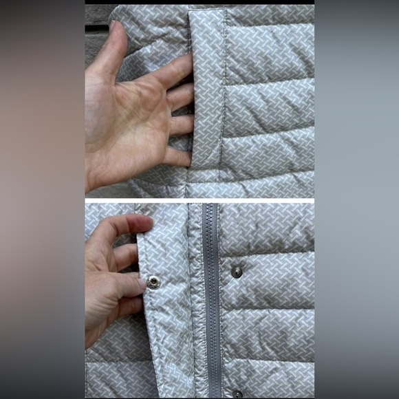 GAP Grey White Puffer Vest Large Outerwear. Zipper & Snap front buttons. Large - Picture 3 of 15